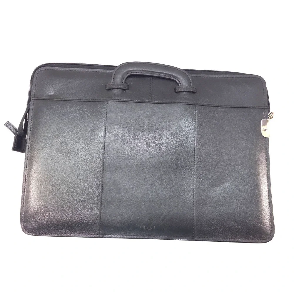 Vtg Wilson's Leather Pelle Studio Portfolio Slim Briefcase in Black Zipper